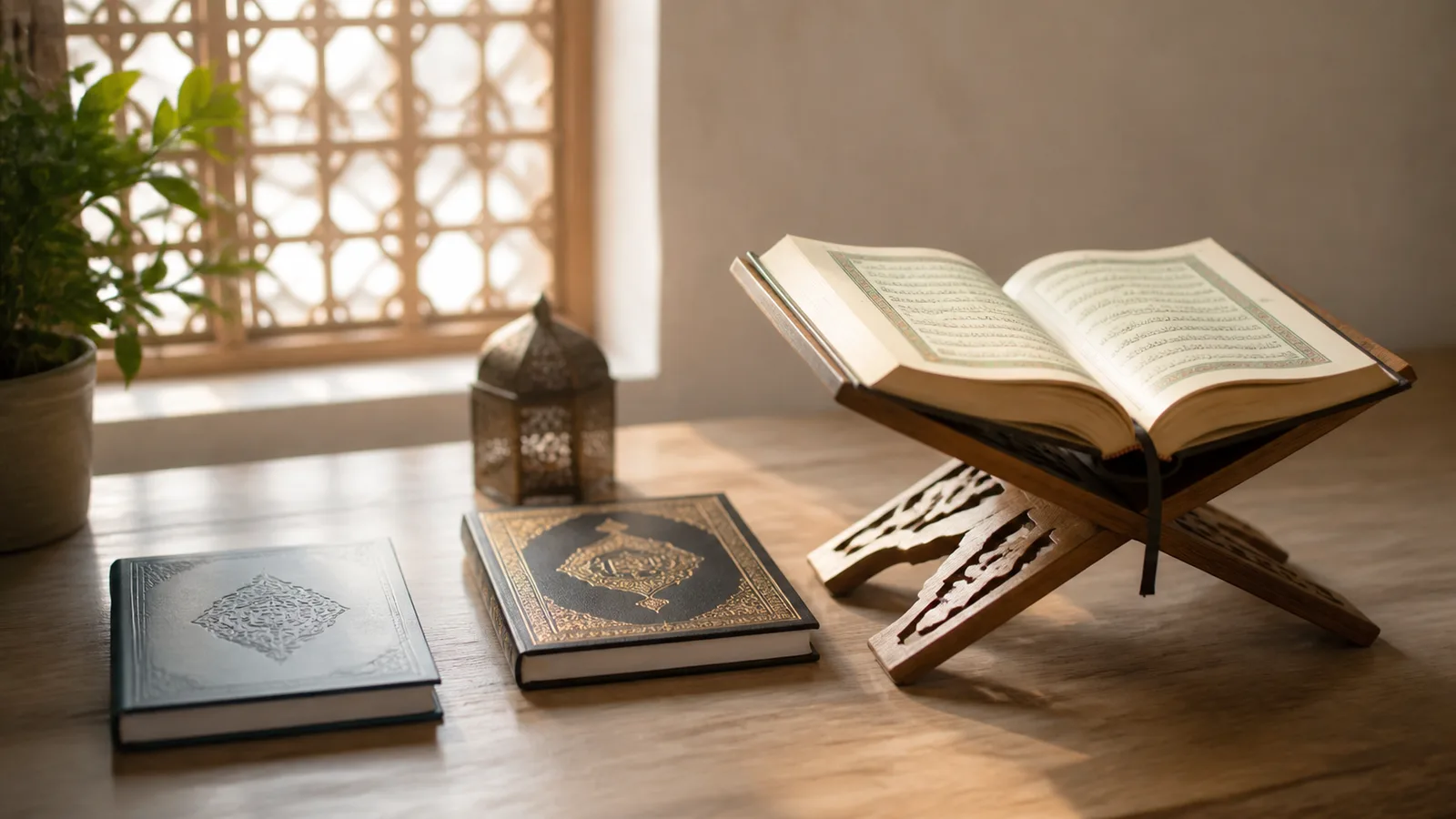 Beginner primer and open Quran arranged as a step-by-step learning journey