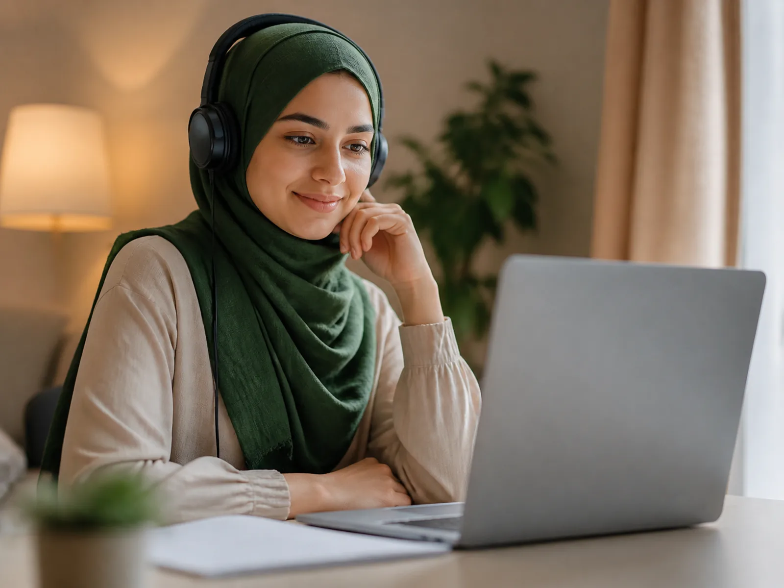 A student during their free trial Quran class with a qualified teacher