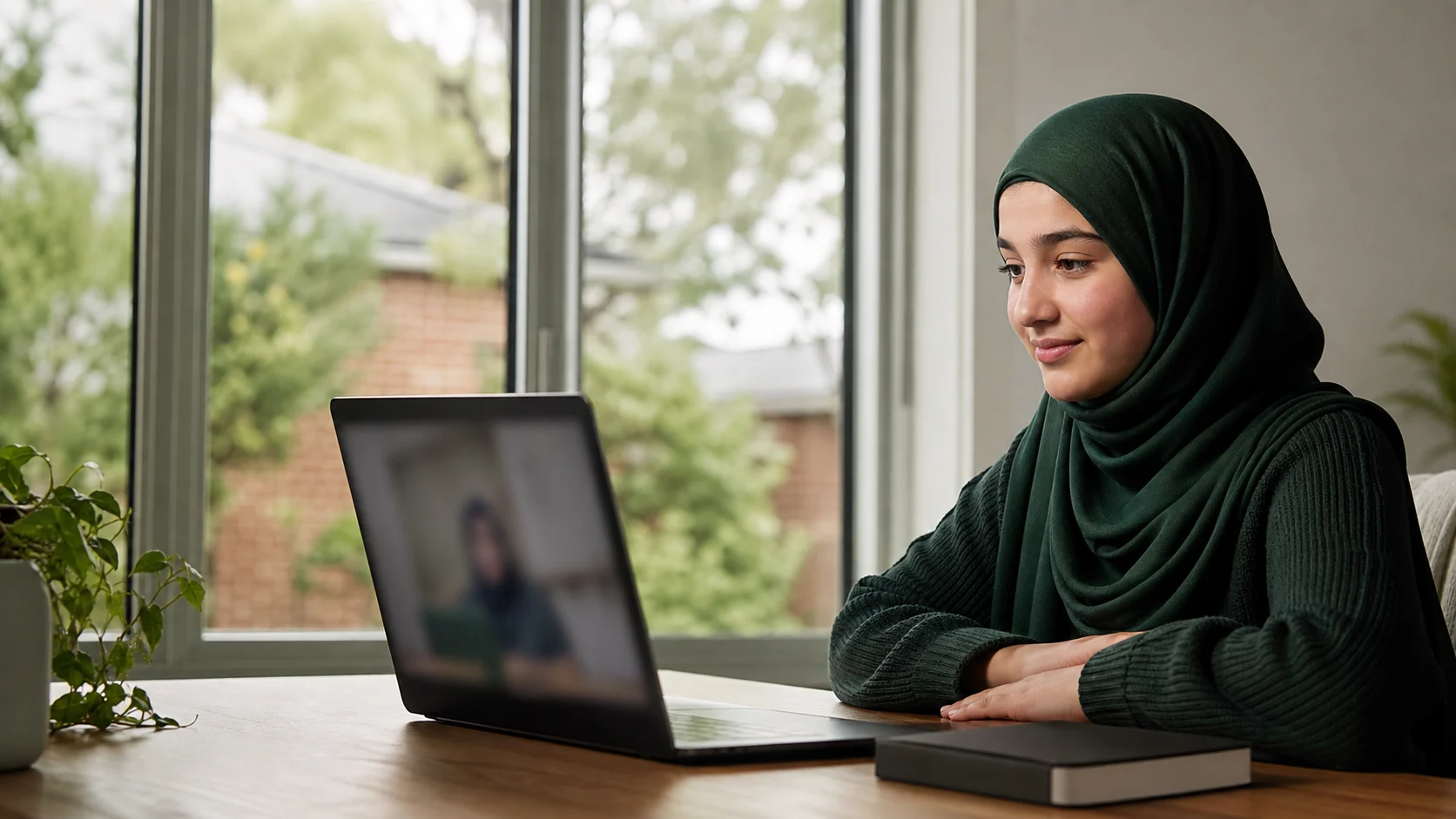 A student taking a private online Quran class at home in Melbourne