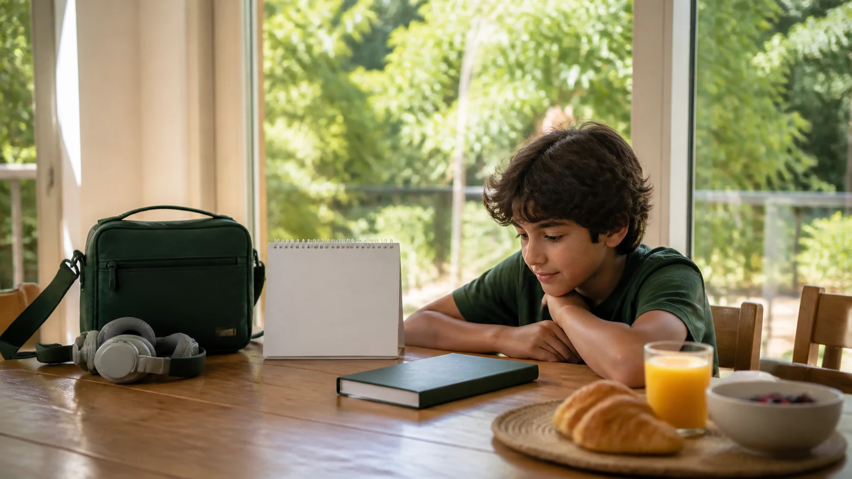 A child following a relaxed Quran study plan during the school holidays